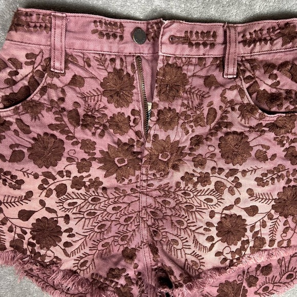Free People Shorts Womens 25 Etienne Field High Waist Boho Embroidered Festival - Picture 8 of 13